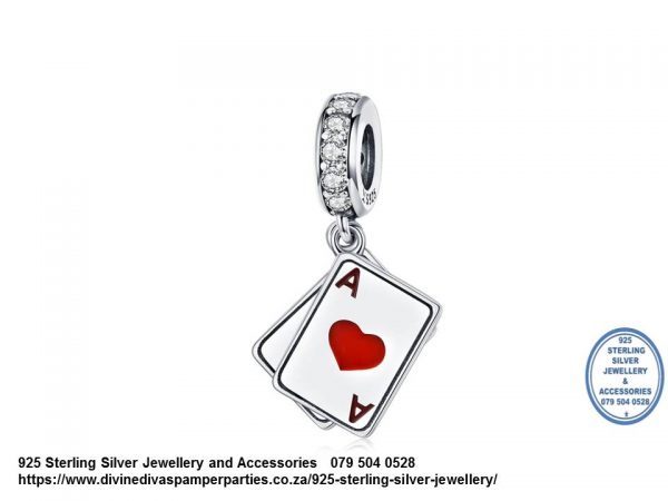 925 Sterling Silver Cards Hearts Alice in Wonderland Fun Games  Charm. Pandora Compatible