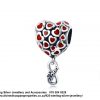925 Sterling Silver Red Enamel Hearts Love  Charm. Pandora Compatible