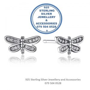 Cubic Detail DragonFly Sterling Silver Earrings