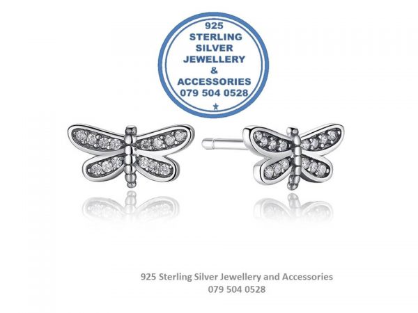 Cubic Detail DragonFly Sterling Silver Earrings