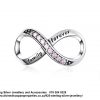 925 Sterling Silver Light Pink Large Family Forever Infinity Cz Cubic Detail Charm. Pandora Compatible