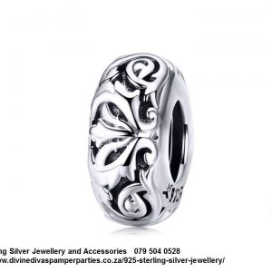 925 Sterling Silver Open Work Cut Out Filigree Spacer Bead Charm. Pandora Compatible