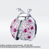 925 Sterling Silver Pink Cz Cubic detail Ladybug Good Luck Charm. Pandora Compatible