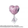 925 Sterling Silver Pink Enamel Rose Detail Love Letters Charm. Pandora Compatible