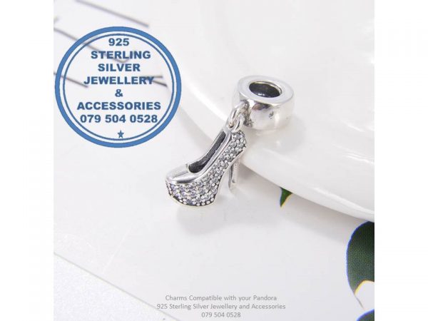 Cubic Detailed Cindyrella Princess Shoe Dangle Charm 925 Sterling Silver Charm Compatible with your Pandora and most European Bracelets Prices Excludes National Dood-to-door delivery at a nominal fee.