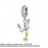 925 Sterling Silver Beauty and The Beast Magic Candlestick Gold Plated Sterling Silver Charm. Pandora Compatible