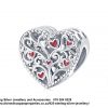 925 Sterling Silver Charm Tree of Life & Love Heart Charm bead with Red Detail . Pandora Compatible