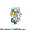 925 Sterling Silver Colorful Enamel Detail Feather Bead Charm. Pandora Compatible
