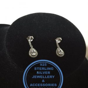 925 Sterling Silver Earring - Detailed cubic Halo Teardrop  Earrings  - 1 pair Prices Excludes National delivery to your door at a nominal fee.
