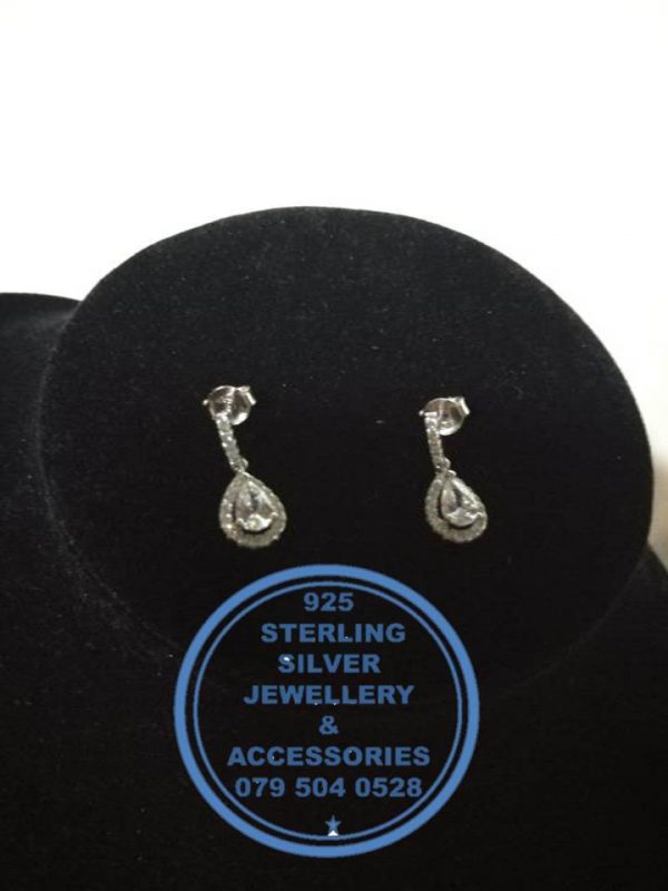 925 Sterling Silver Earring - Detailed cubic Halo Teardrop  Earrings  - 1 pair Prices Excludes National delivery to your door at a nominal fee.