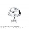 925 Sterling Silver Cz Detail Dog with bone  Charm. Pandora Compatible