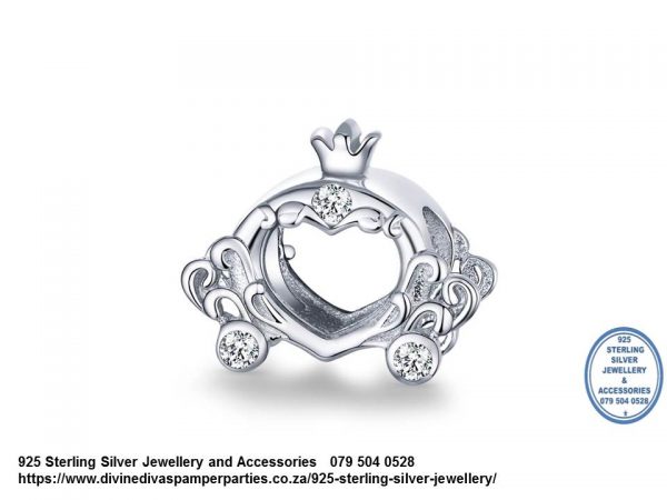 944 Sterling Silver Detailed Heart Carriage Couch Charm. Pandora Compatible