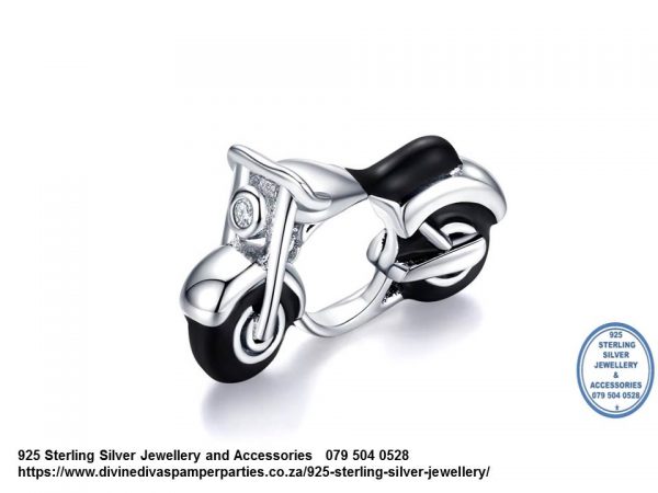 945 Sterling Silver Motorbike with enamel detail Bike Charm. Pandora Compatible
