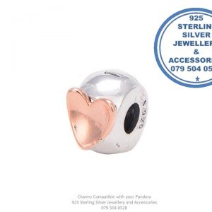 Rose Gold Heart Plated on-top of Real Sterling Silver Charm Compatible with your Pandora. Prices Excludes Nominal National Door-to-door delivery fee