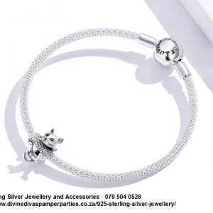 925 Sterling Silver Cute Hanging Cate Charm. European Style Bracelet Compatible