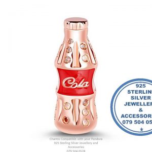 Coke Bottel Charm Rose Gold Plated ontop of 925 sterling Silver Charm compatible with your Pandora