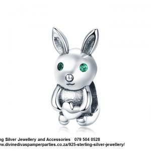 925 Sterling Silver Cute Bunny Charm. Pandora Compatible