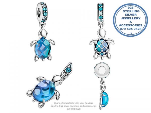 Blue Sea Turtois Dangle Sterling Silver Charm Compatible with your Pandora and most European Bracelets Prices Excludes National Dood-to-door delivery at a nominal fee.