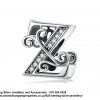 925 Sterling Silver Alphabet Z Letter Charm with Cubic Detail. European Style Bracelet Compatible