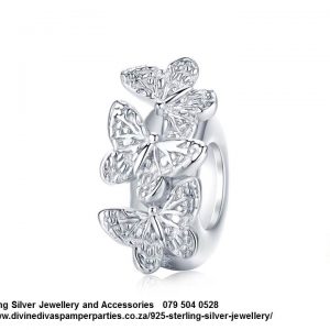 925 Sterling Silver Butterfly CZ detail Charm. Pandora Compatible