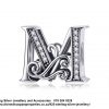 925 Sterling Silver Alphabet M Letter Charm with Cubic Detail. Pandora Compatible