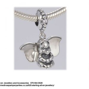 925 Sterling Silver Dumbo Elephant Dangle Charm. Pandora Compatible 