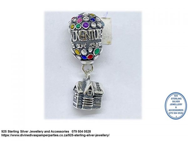 925 Sterling Silver Up Balloons House Adventure Charm Disney. Pandora Compatible Dangle