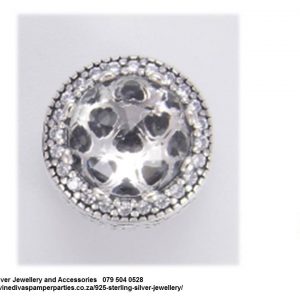 925 Sterling Silver Clear Cubic cz Detail  Charm Bead. Pandora Compatible