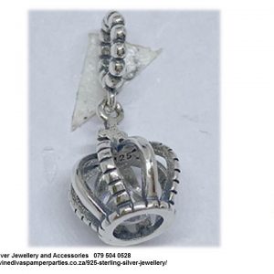 925 sterling Silver Dangle Crown. Pandora Compatible