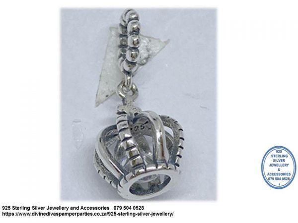 925 sterling Silver Dangle Crown. Pandora Compatible
