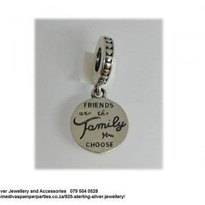 925 Sterling Silver  Charm Friends are the family you choose . Pandora Compatible Dangle