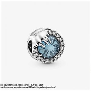 925 Sterling Silver Blue Frozen Charm Bead. Pandora Compatible