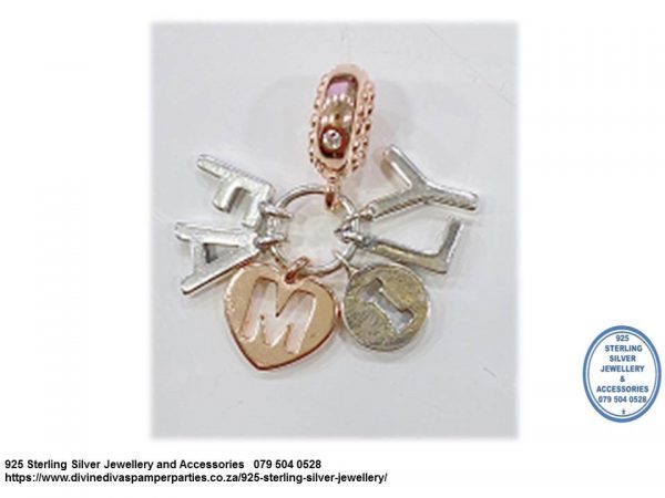 925 Sterling Silver Dangle Drop Two Tone I Love my Family Rose gold Plated Charm. Pandora Compatible