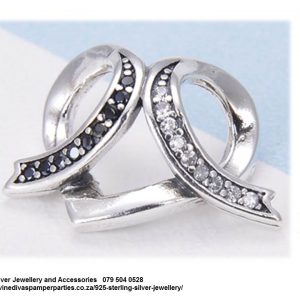 925 Sterling Silver  Yin Yang Infinite Heart Love Charm Bead. Pandora Compatible 