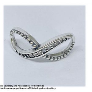 925 Sterling Silver Infinity Cz Cubic Detail  Charm Bead. Pandora Compatible 