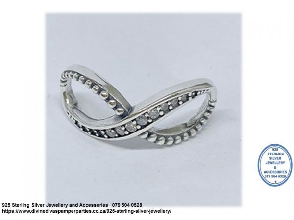 925 Sterling Silver Infinity Cz Cubic Detail  Charm Bead. Pandora Compatible 