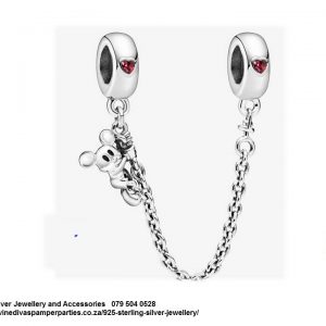 925 Sterling Silver Mickey Mouse Safety Chain. Pandora Compatible