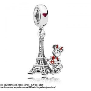 925 Sterling Silver Eiffel Tower Paris Love Dangle Charm. Pandora Compatible.