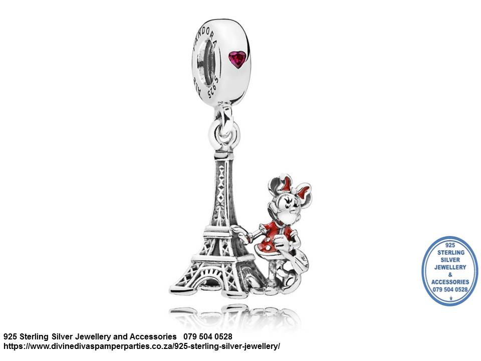 925 Sterling Silver Eiffel Tower Paris Love Dangle Charm. Pandora Compatible.