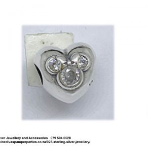 925 Sterling Silver  Minnie and Mickey Charm Bead. Pandora Compatible 