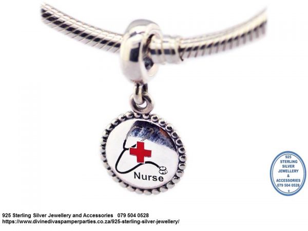 925 Sterling Silver Nurse  Charm Bead. Pandora Compatible