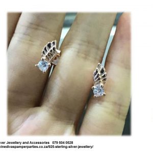Rose Gold Plated Sterling Silver Cubic Wing Studs Earring