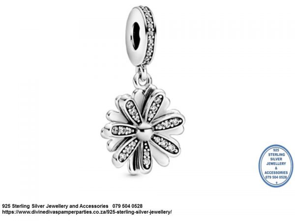Sparkling Daisy Charm Sterling Silver 925 Pandora Compatible