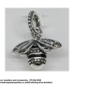 925 Sterling Silver Bee Charm Bead Cz. Pandora Compatible