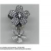 925 Sterling Silver Dangle Double Flower Detailed Charm Bead. Pandora Compatible 