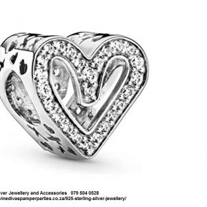 925 Sterling Silver Free Hand  Heart Charm Compatible with your Pandora.