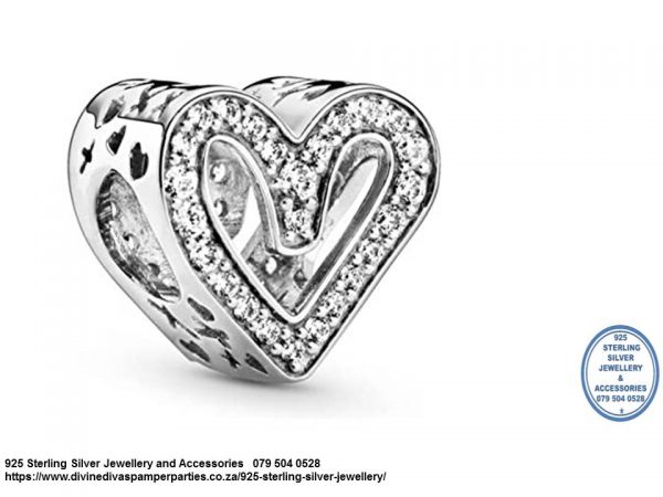925 Sterling Silver Free Hand  Heart Charm Compatible with your Pandora.
