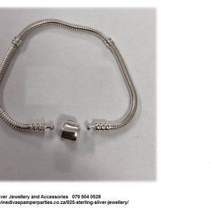 925 Sterling Silver Moments  Round CZ Snake Chain Bracelet for Charms. Pandora Compatible