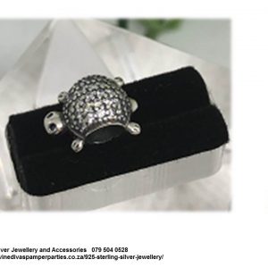 925 Sterling Silver Turtle Turtois  Cz Cubic Detail Bead  Charm. Pandora Compatible