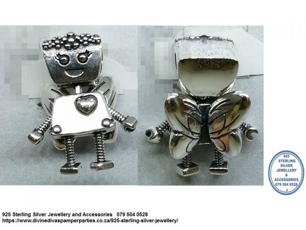 925 Sterling Silver Dangle  Charm Floral Fairy Bella Bot Girl. Pandora Compatible.